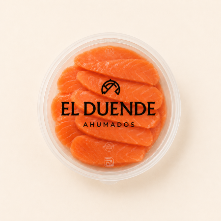 Lomo de salmón ahumado porcionado en aceite vegetal